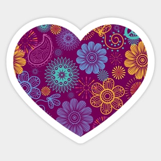 Pretty Heart Paisley Flower Dot Leaf Pattern Sticker